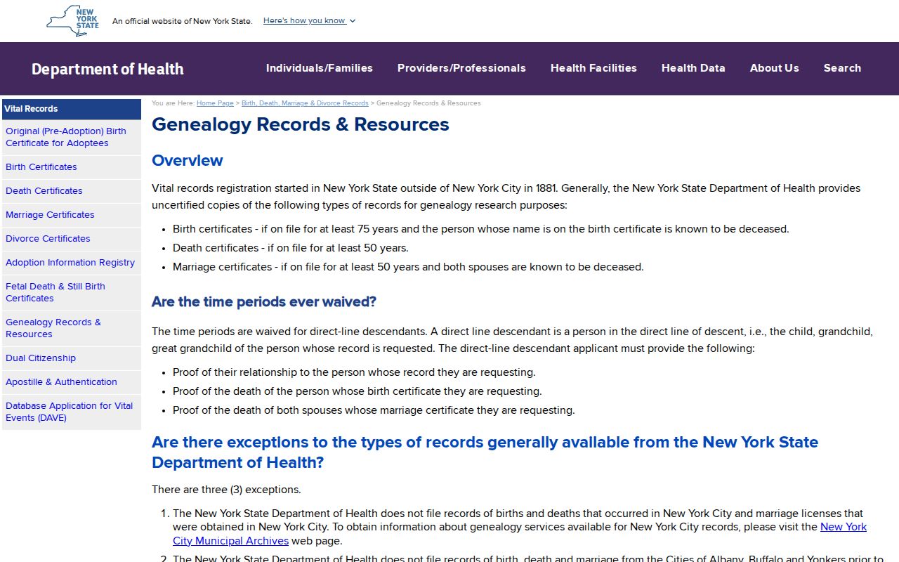 Town of Ramapo resident lookup through New York vital records genealogy instructions