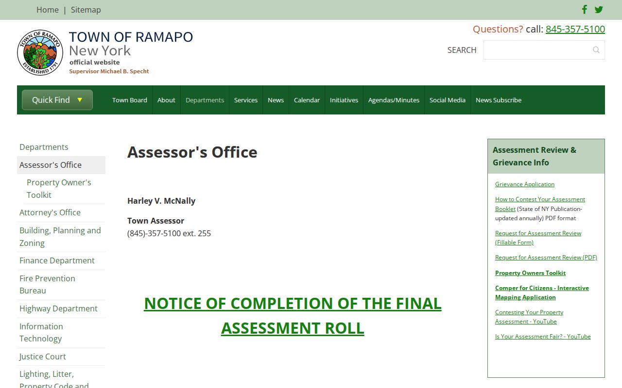 Ramapo street directory Assessor annual assessment rolls